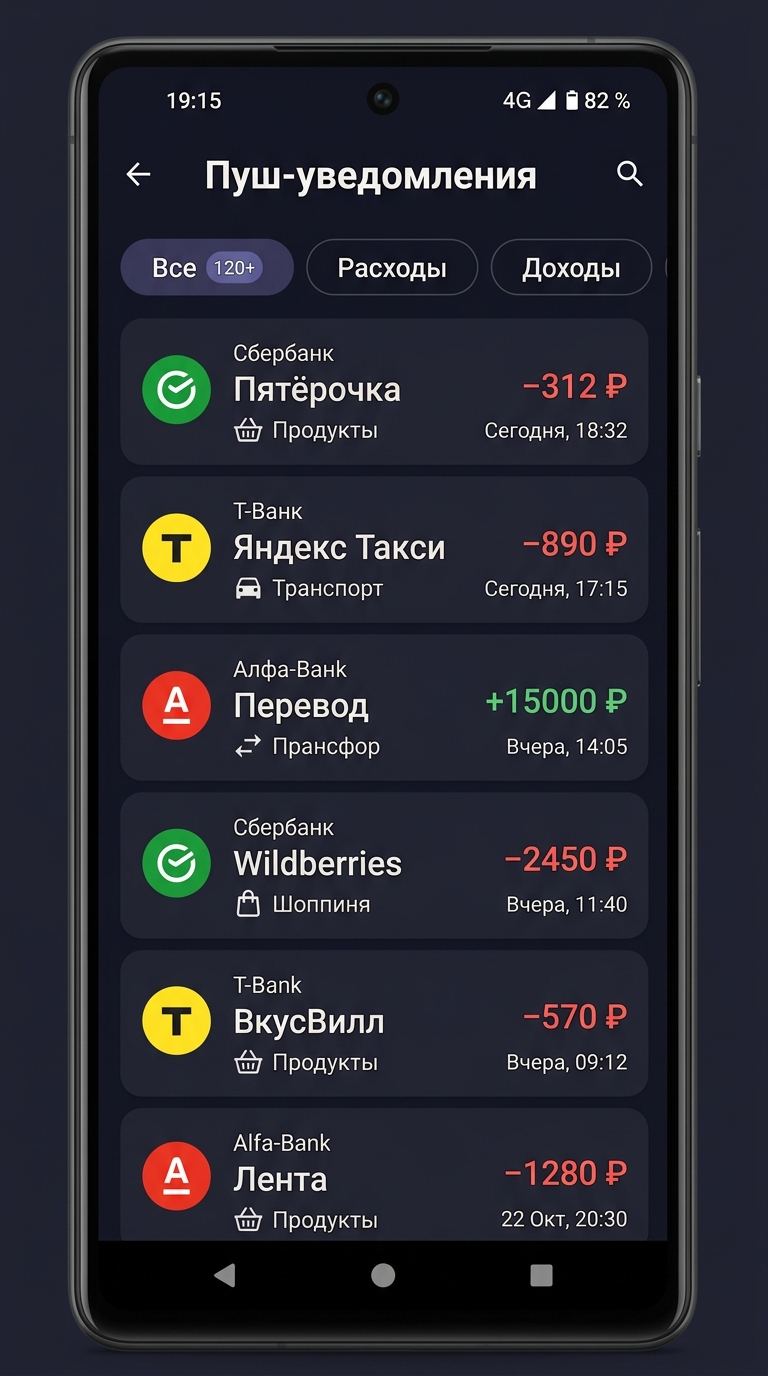 FinFlow — пуш-уведомления от банков
